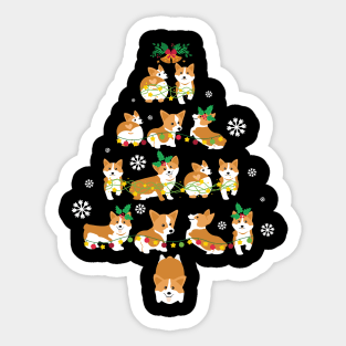 Snow Corgi Dogs Xmas Tree Merry Christmas Day Dog Dad Mom Sticker